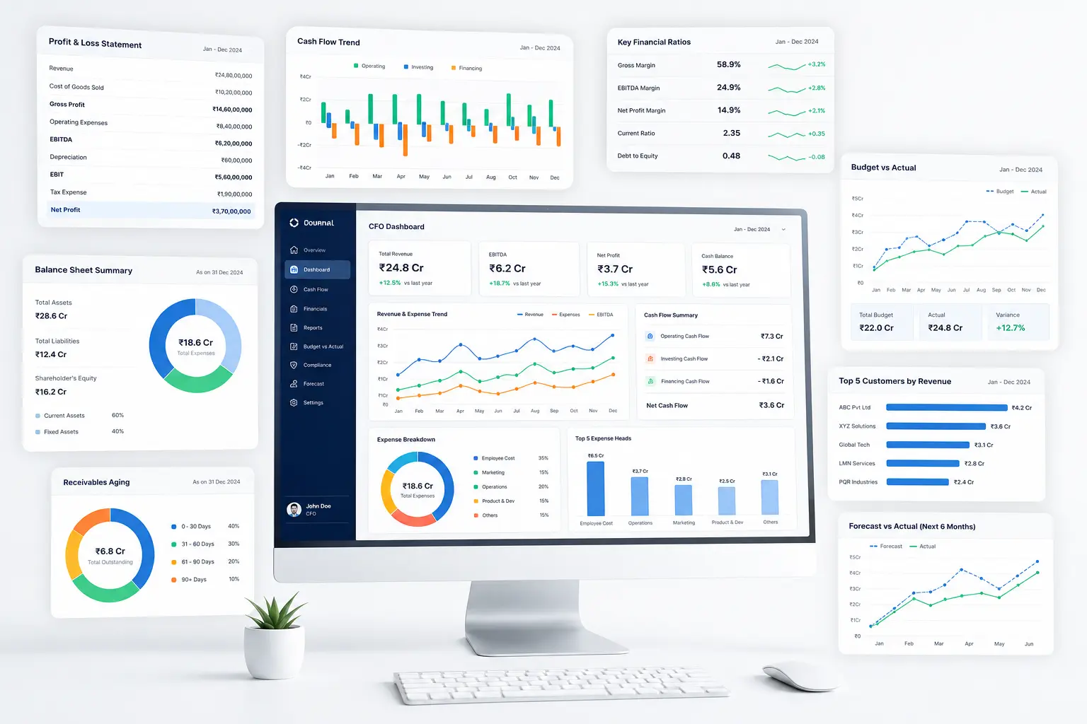 Monthly Virtual CFO deliverables — MIS reports, cash flow forecasts and dashboards by TheBizCFO